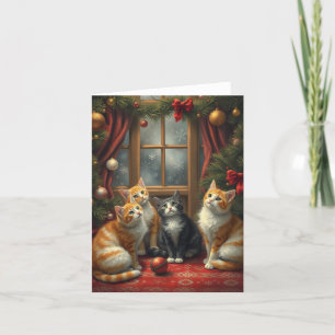 Kerstkat feestdagen kaart