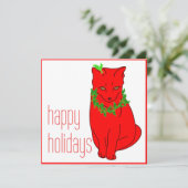 kerstkat feestdagenkaart (Staand voorkant)