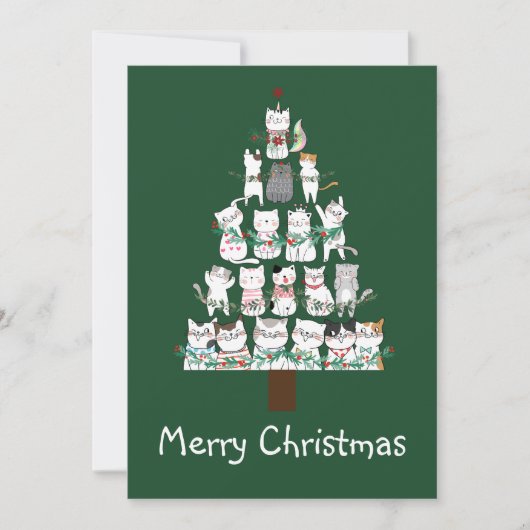 kerstkat Funny Tree Funny Kaart (Voorkant)