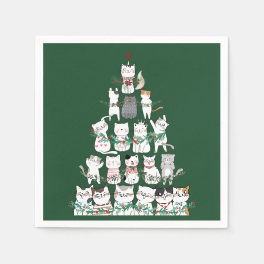 kerstkat Funny Tree Funny Servet (Voorkant)