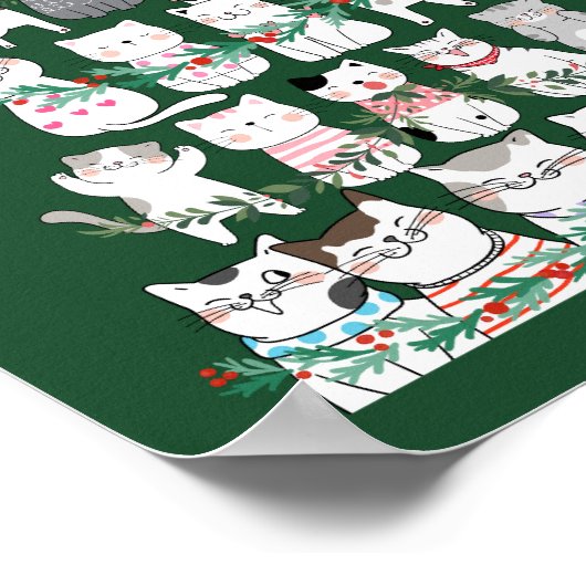 kerstkat Funny Tree Poster (Hoek)