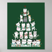 kerstkat Funny Tree Poster (Voorkant)