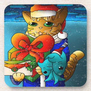 Kerstkat-gast Bier Onderzetter