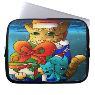 Kerstkat-gast Laptop Sleeve