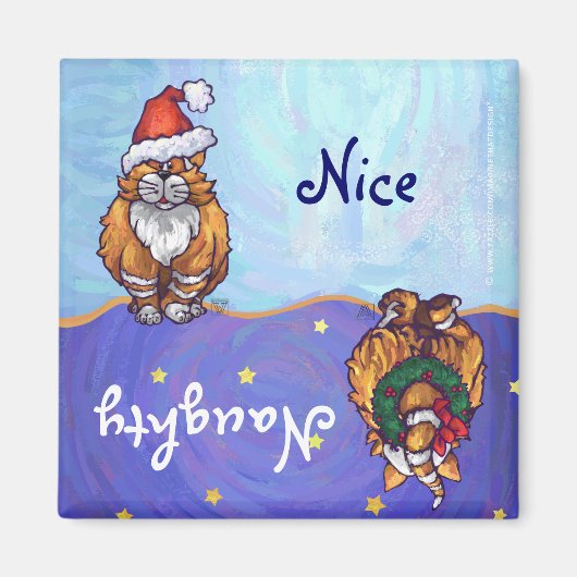 Kerstkat Ginger Magneet (Voorkant)