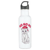 Kerstkat Ho Ho Ho Waterfles (Voorkant)
