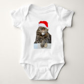 Kerstkat Humbug Foto met Santa Hat Romper (Voorkant)
