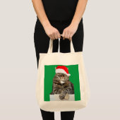 Kerstkat Humbug Foto met Santa Hat Tote Bag (Voorkant (product))