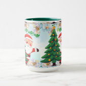 Kerstkat in kerstmuts mok (Midden)