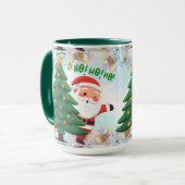 Kerstkat in kerstmuts mok (Voorkant links)