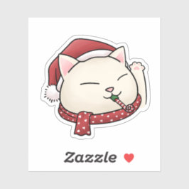 Kerstkat in Santa Hat met sjaal Sticker