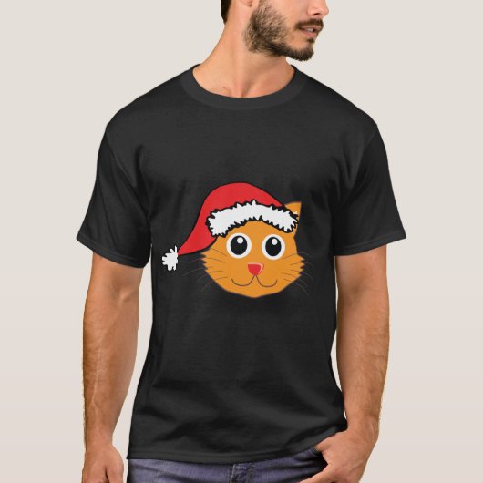 Kerstkat in Santa Hat T-shirt (Voorkant)