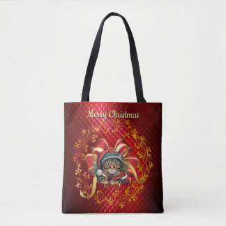 Kerstkat in vintage stijl draagtas