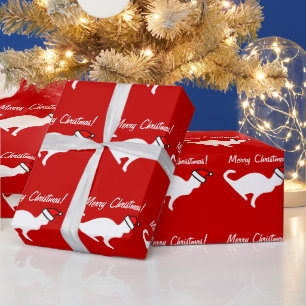 Kerstkat inpakpapier witte kat