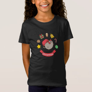 Kerstkat, kawaii, schattig, anime, liefde, t-shirt