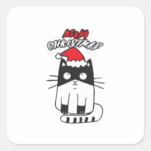 kerstkat, kawaii, schattig, anime, meowy kerst sq vierkante sticker