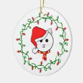 kerstkat keramisch ornament (Links)