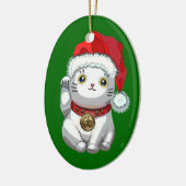 kerstkat keramisch ornament (Links)