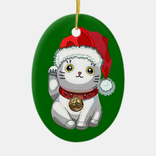 kerstkat keramisch ornament (Voorkant)