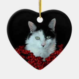 kerstkat keramisch ornament