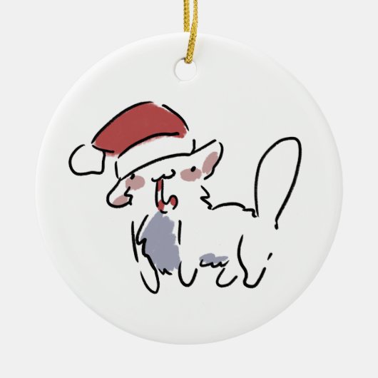 Kerstkat Keramisch Ornament (Voorkant)