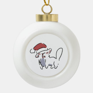 Kerstkat Keramische Bal Ornament