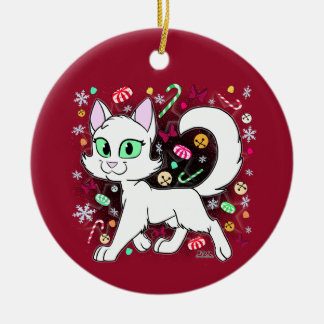 Kerstkat Keramische Versiering (Rood) Keramisch Ornament