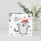 Kerstkat Kerstkaart (Staand voorkant)