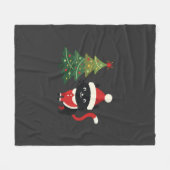 Kerstkat Kerstman Boom Vector Fleece Deken (Voorkant (Horizontaal))