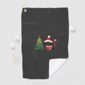 Kerstkat Kerstman Boom Vector Golfhanddoek (Insitu)