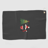 Kerstkat Kerstman Boom Vector Golfhanddoek (Horizontaal)