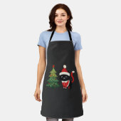 Kerstkat Kerstman Boom Vector Schort (Gedragen)