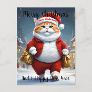 Kerstkat Kerstman, Kerstmis Briefkaart