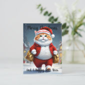Kerstkat Kerstman, Kerstmis Briefkaart (Staand voorkant)