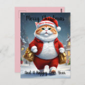 Kerstkat Kerstman, Kerstmis Briefkaart (Voorkant / Achterkant)