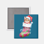 Kerstkat _ Kerstmis Bij Oma Kat _ Mooie Kat Magneet (Voorkant / Achterkant)
