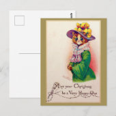 Kerstkat Lady, Louis Wain Briefkaart (Voorkant / Achterkant)