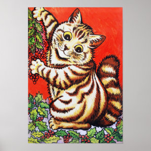 Kerstkat, Louis Wain Poster