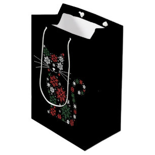 Kerstkat maakte sneeuwvlokken Grappige katten Medium Cadeauzakje