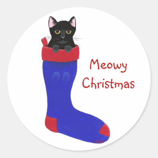 Kerstkat, Meowy Kerst stickers (Voorkant)