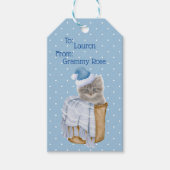 kerstKat met blauw kerstcadeautje Label Cadeaulabel (Voorkant)