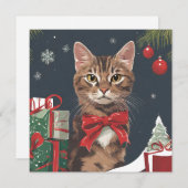 Kerstkat met Cadeaus Feestdagenkaart (Voorkant / Achterkant)