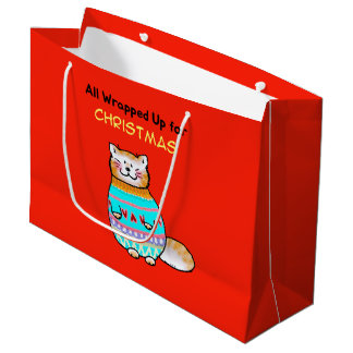 Kerstkat met een Grilfige Kerstsfeer Groot Cadeauzakje