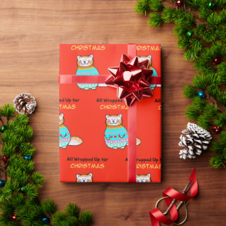 Kerstkat met een speelse kerstsfeer cadeaupapier