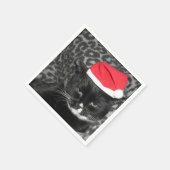 Kerstkat met pet van Santa Servetten (Hoek)