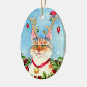Kerstkat met rendiergewei ornament (Links)