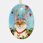 Kerstkat met rendiergewei ornament (Achterkant)