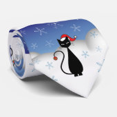 kerstkat met sneeuwvlokken stropdas (Opgerold)