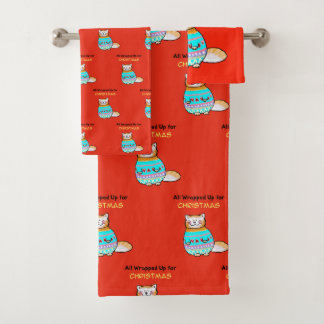 Kerstkat met speelse feestvreugde bad handdoek