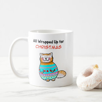 Kerstkat met speelse feestvreugde koffiemok